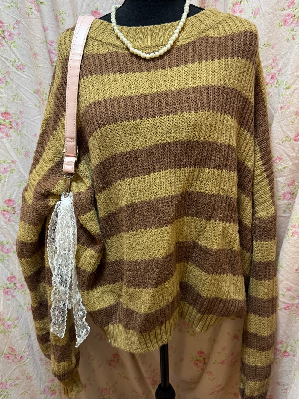 Loose Knit Striped Sweater - Women